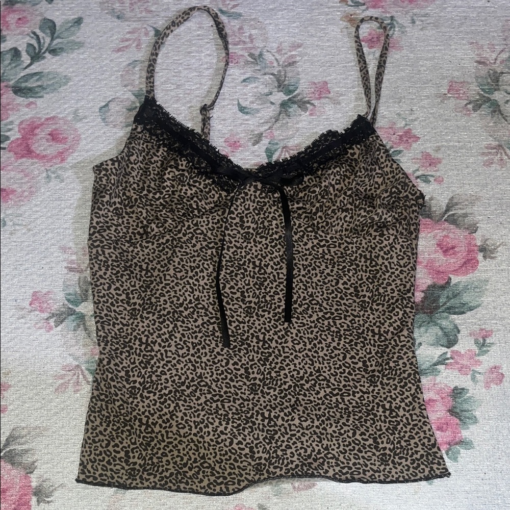 Madden Girl Cheetah Print Camiwith Black Lace
